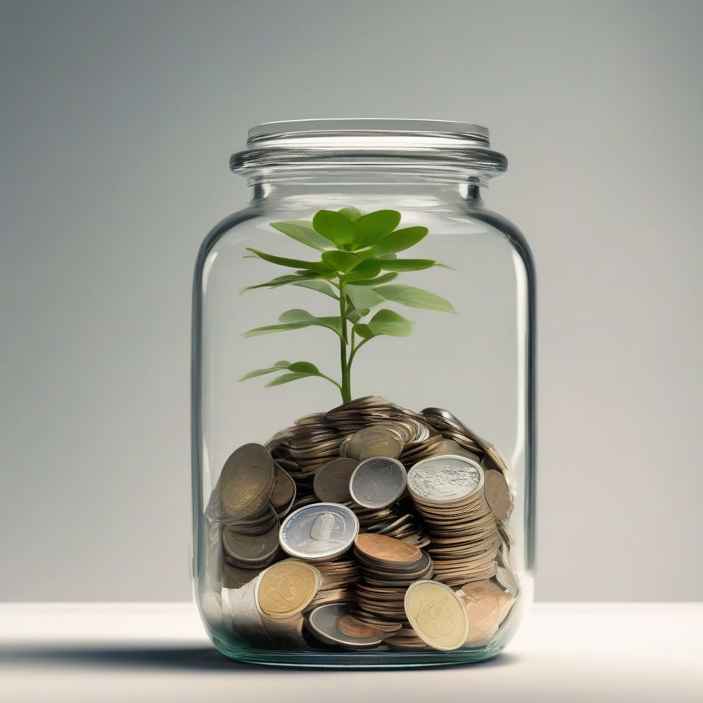 Money Jar with Growing Plant